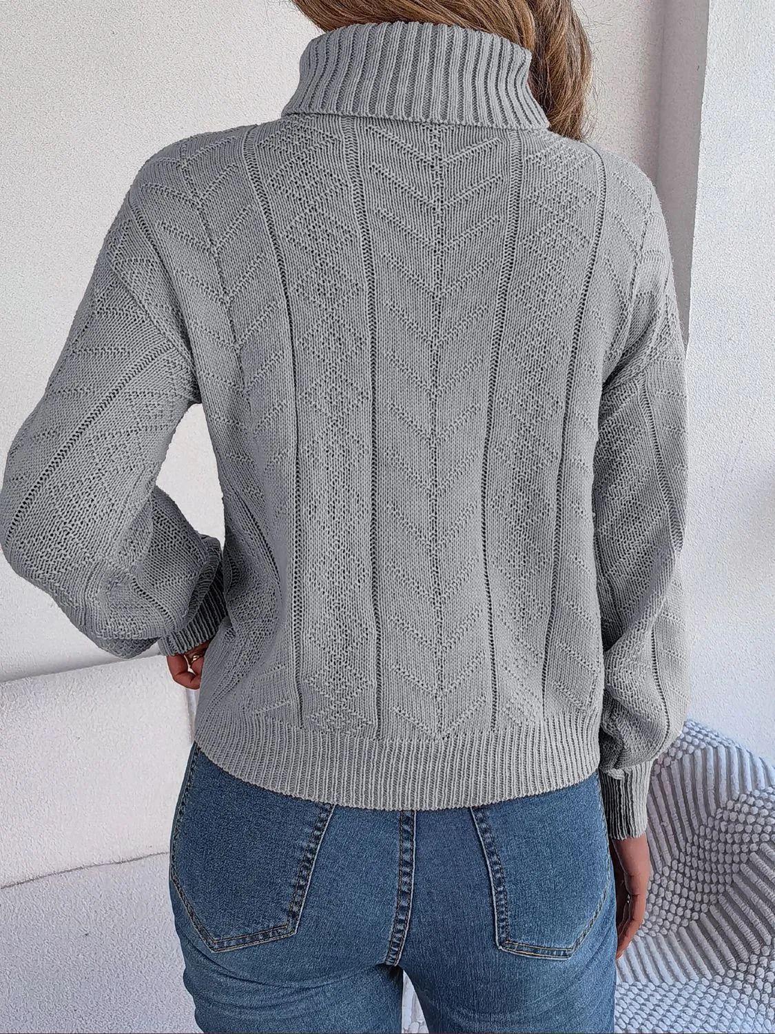 Cable-Knit Turtleneck Sweater