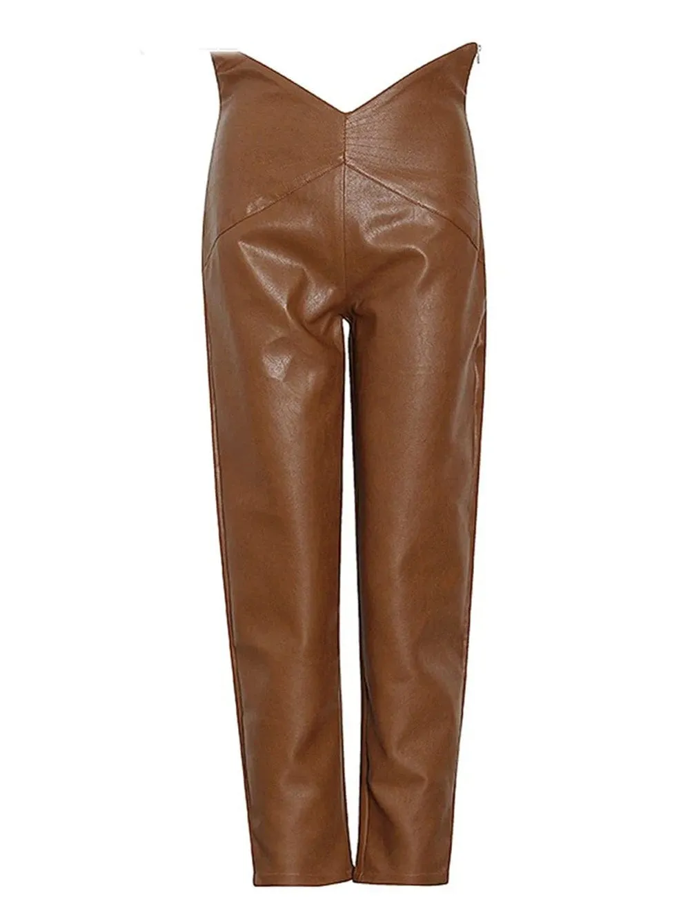 Cailyn Casual Spliced PU Leather Pant