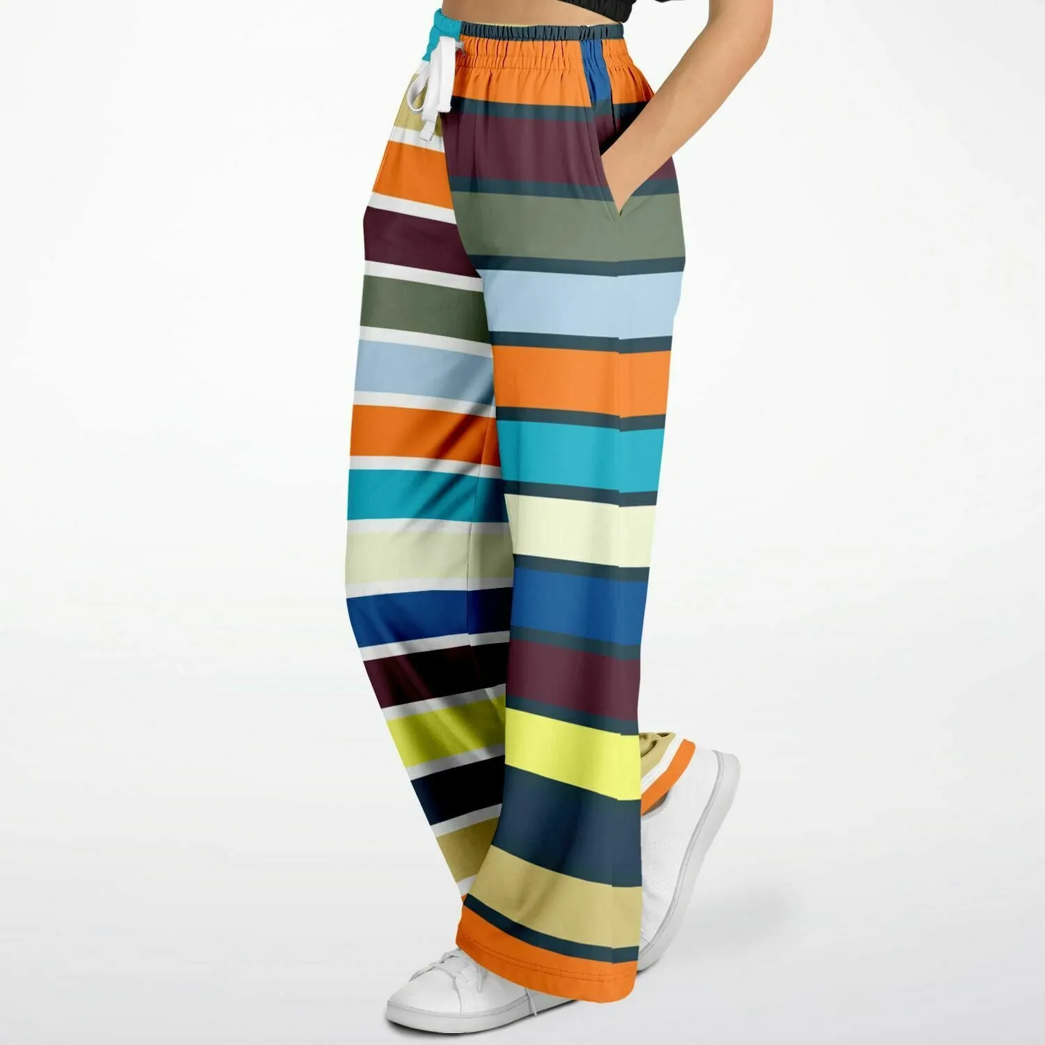 California Beach Girl Rugby Stripe Eco-Poly Wide Leg Pants