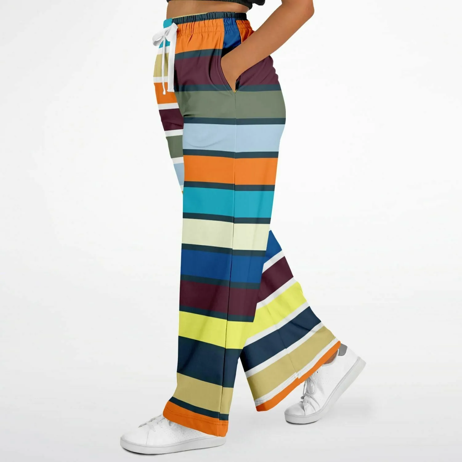 California Beach Girl Rugby Stripe Eco-Poly Wide Leg Pants