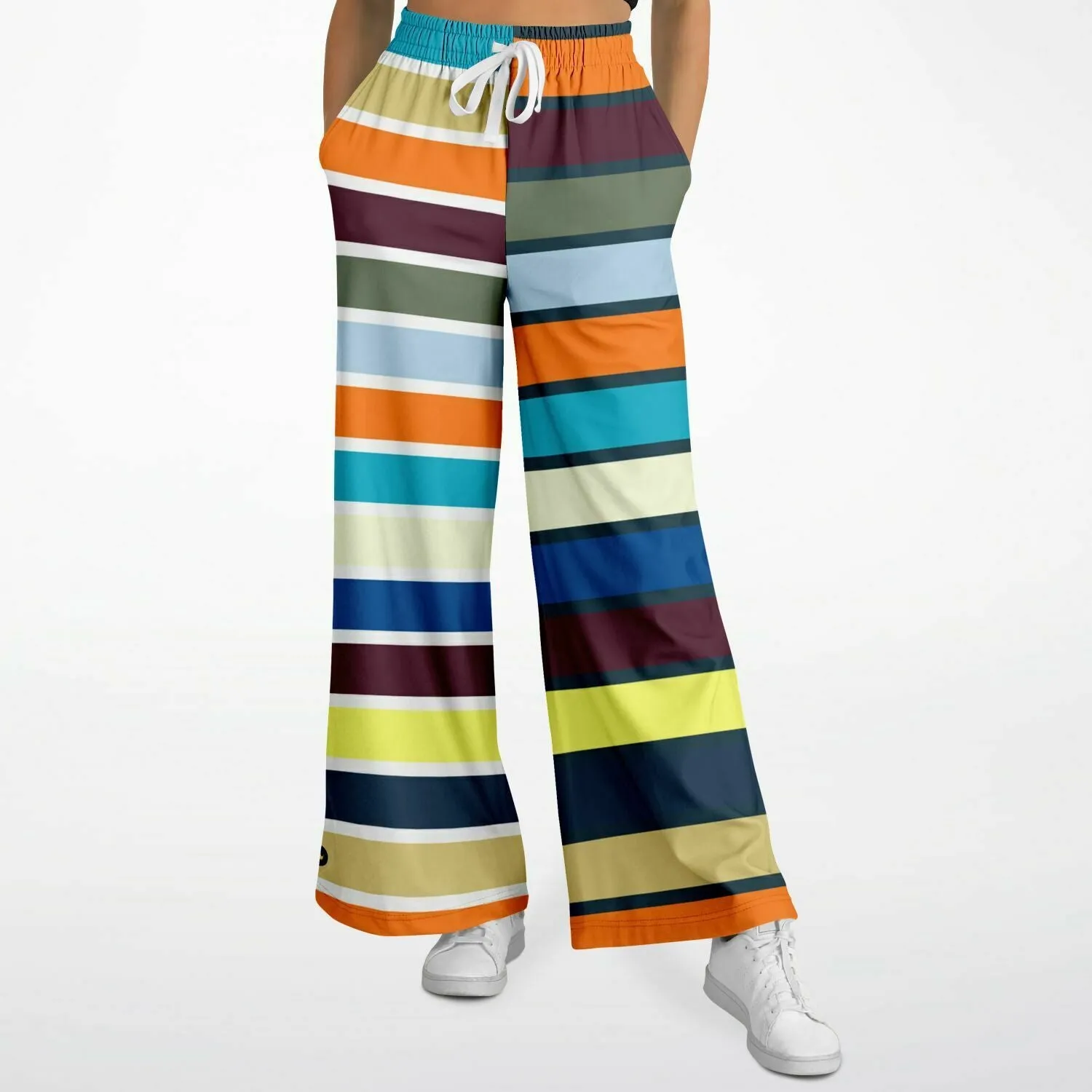 California Beach Girl Rugby Stripe Eco-Poly Wide Leg Pants