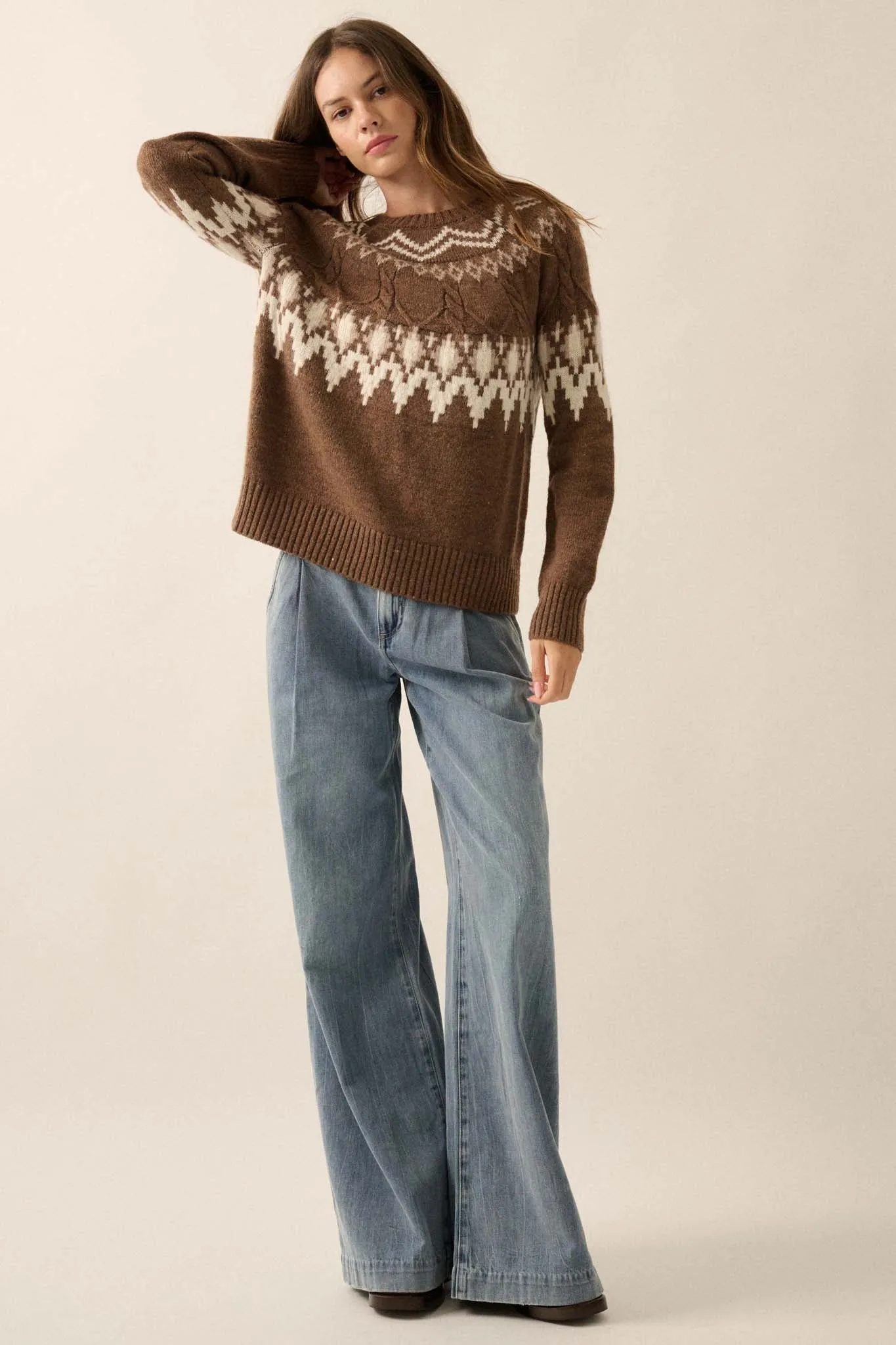 Call of the Mountains Alpine Cable Knit Sweater