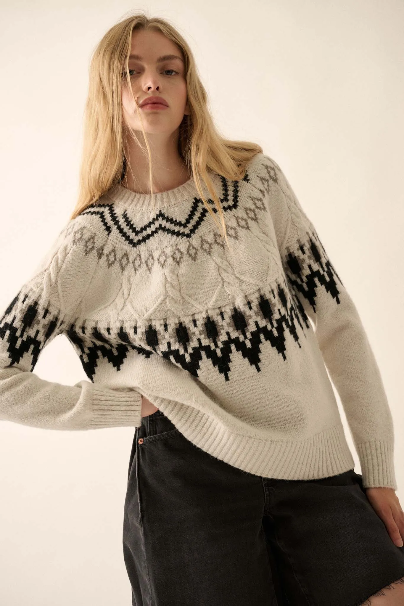 Call of the Mountains Alpine Cable Knit Sweater