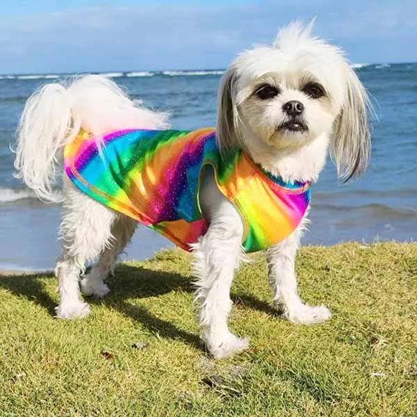 Calming Sleeveless Cooling Sun Tee UPF 50  Rainbow Sparkle