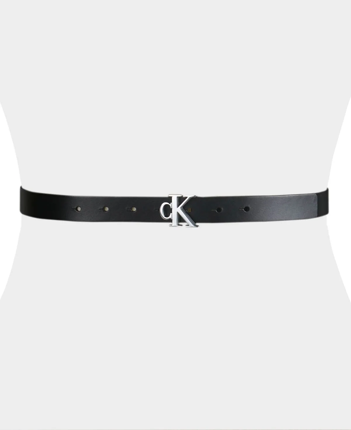 Calvin Klein Women's Narrow Monogram Buckle Belt Black