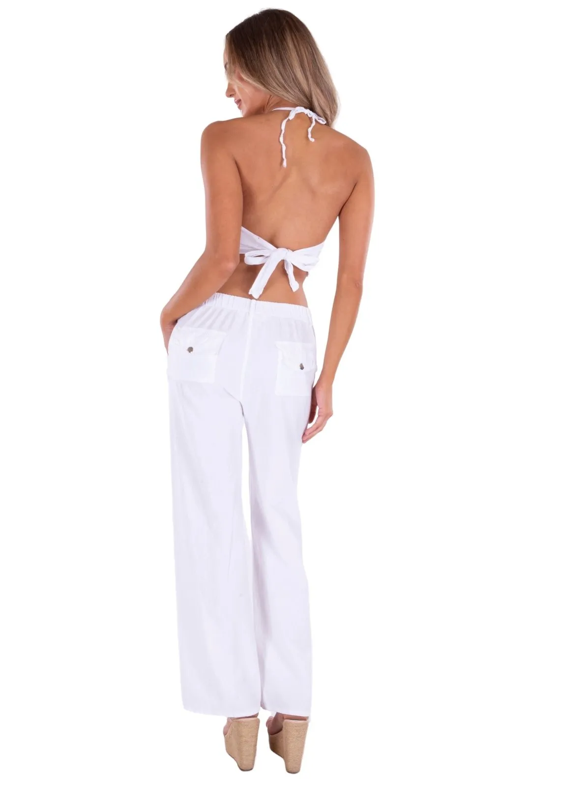 'Calypso' Flare Pants White