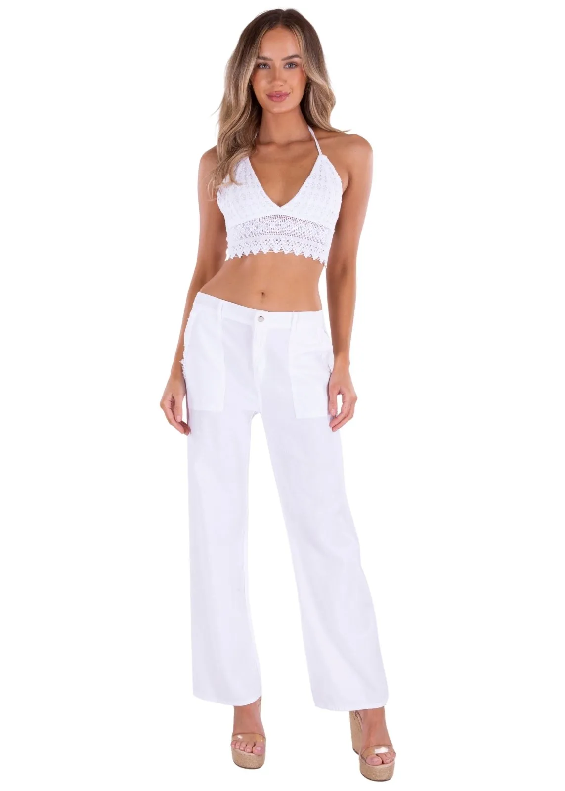 'Calypso' Flare Pants White