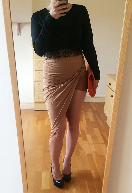 Camel Asymmetric Cassie Skirt