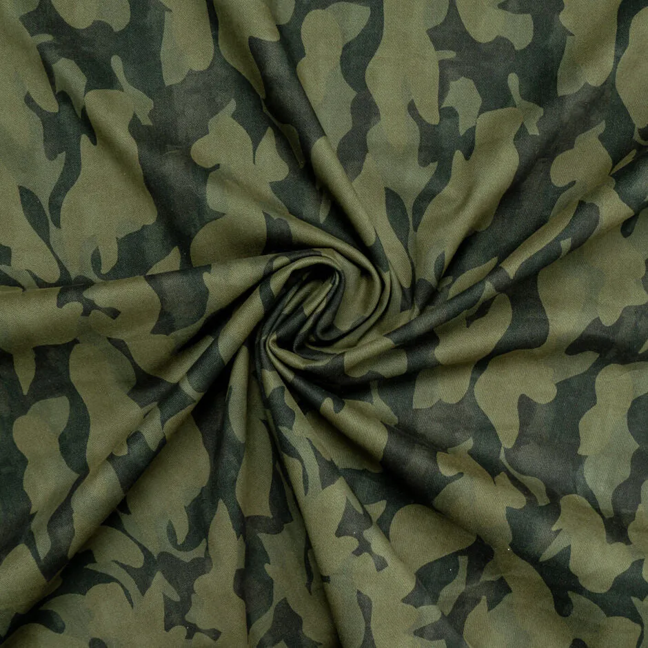 Camouflaged Printed Pure Cotton Denim