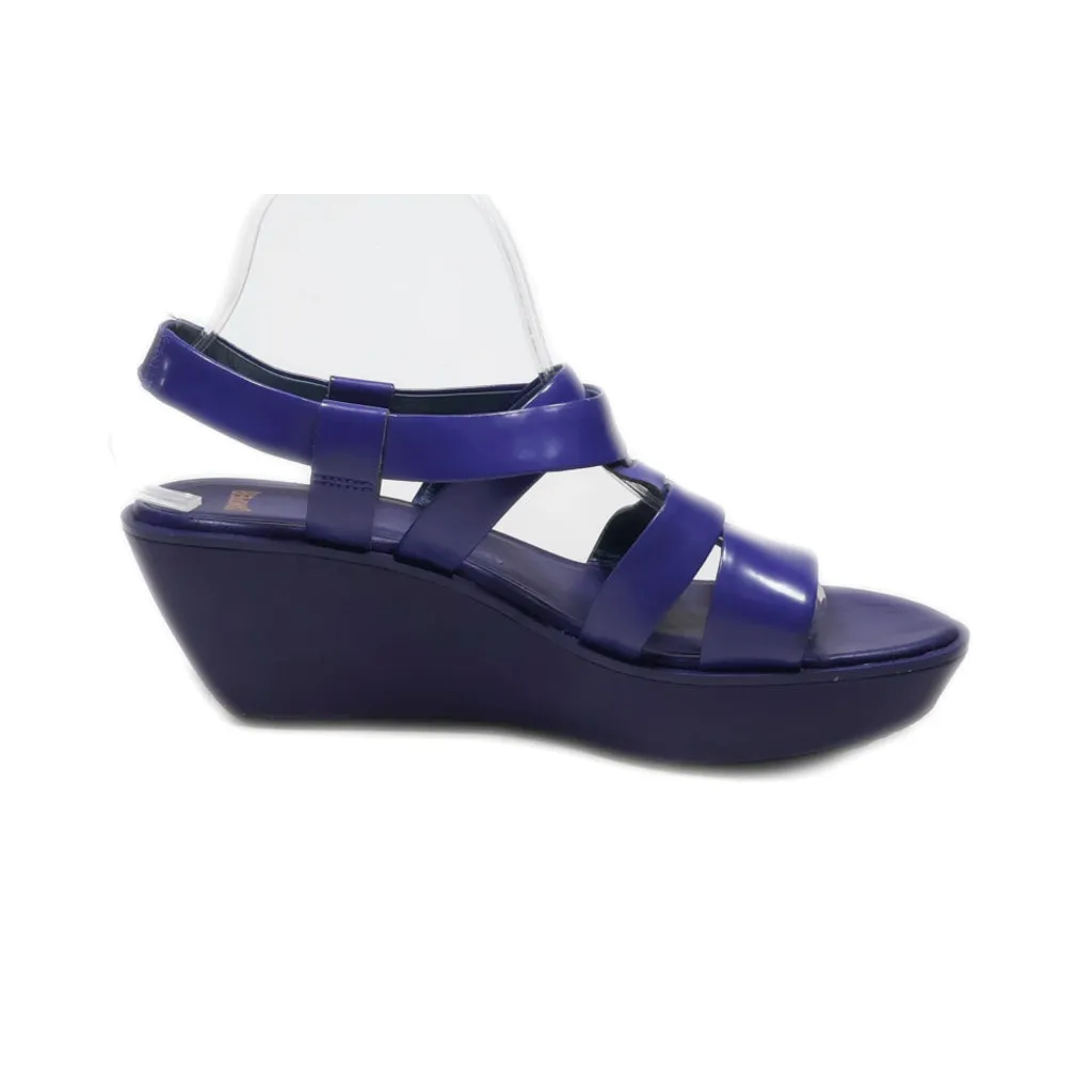 Camper Wedge Sandals Leather Blue Colour For Women