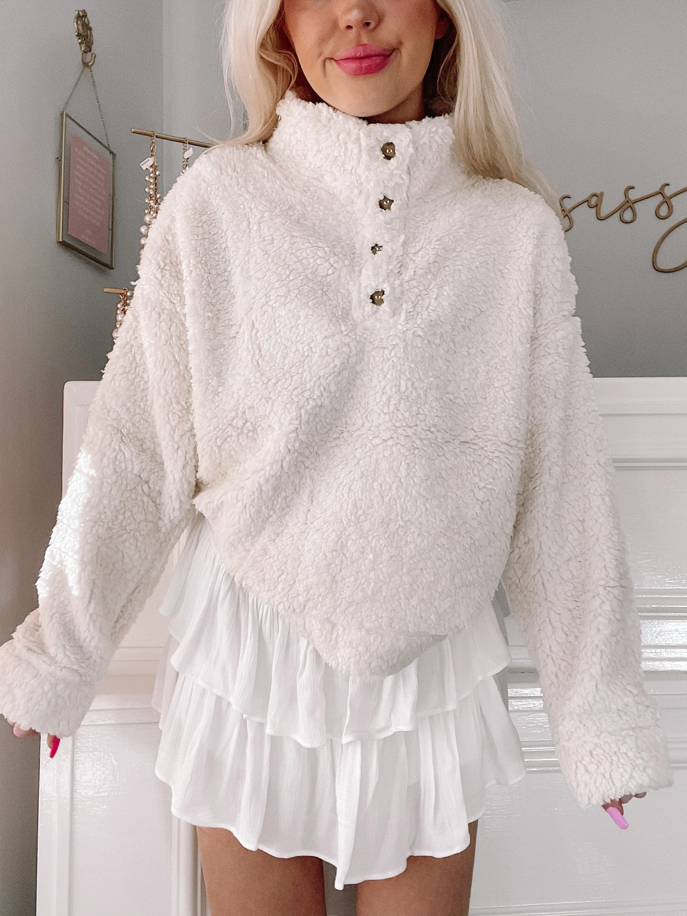 Campfire Cozy Sherpa Top | Cream