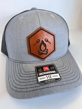 Campfire Hat | Christmas Gift for Campers and Adventure Lovers | Outdoor Campers |  Richardson 112 Leather Patch Trucker | Great Dad Gift.