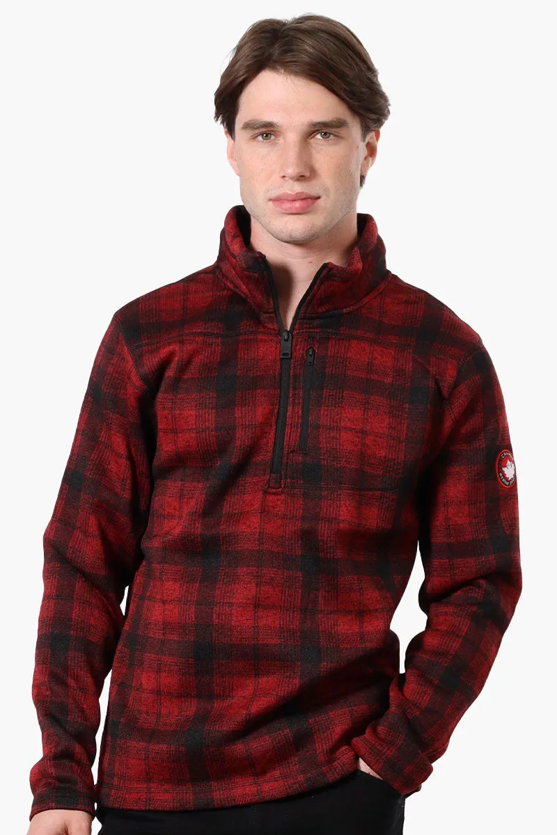 Canada Weather Gear Plaid Half Zip Sweatshirt - Red