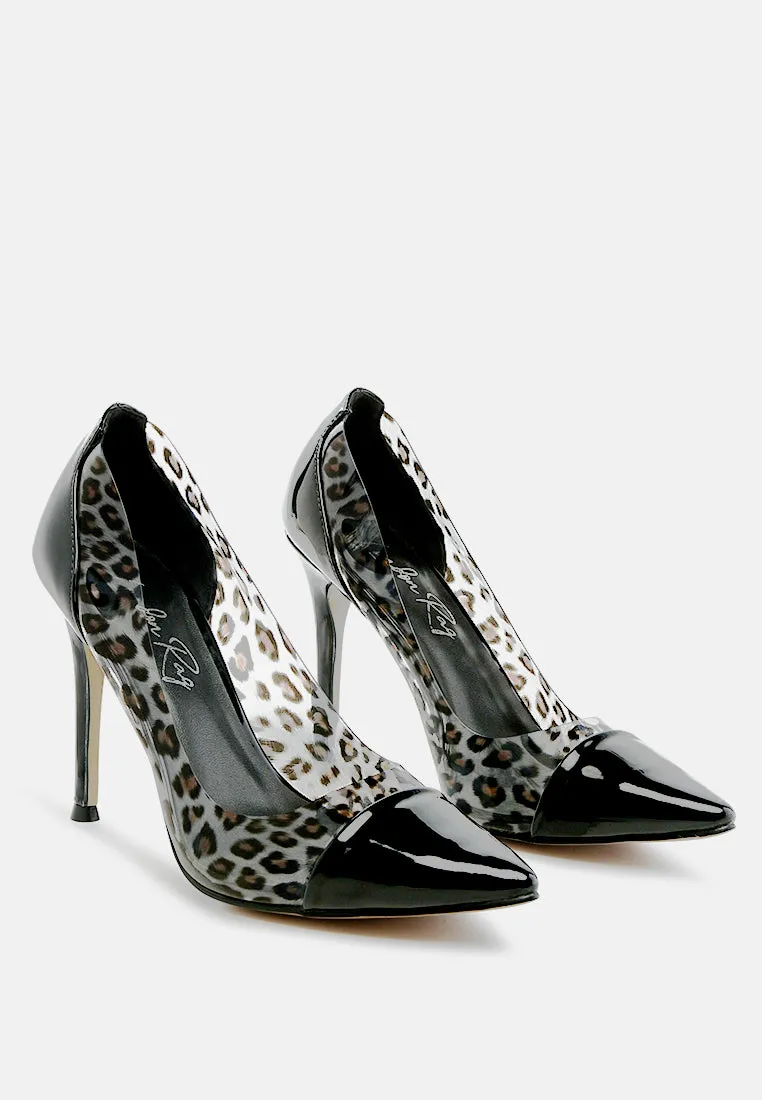 Candace Clear Patent Faux Leather Detail Pumps