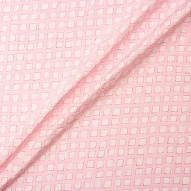 Candy Pink Square Printed Embroidered Silk