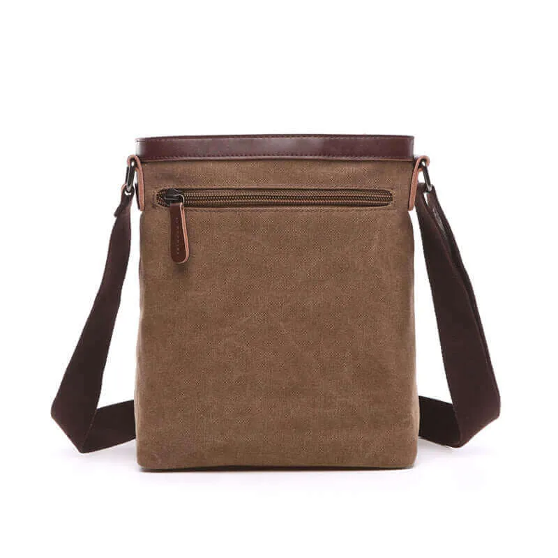 Canvas Crossbody Bag with Leather Trim