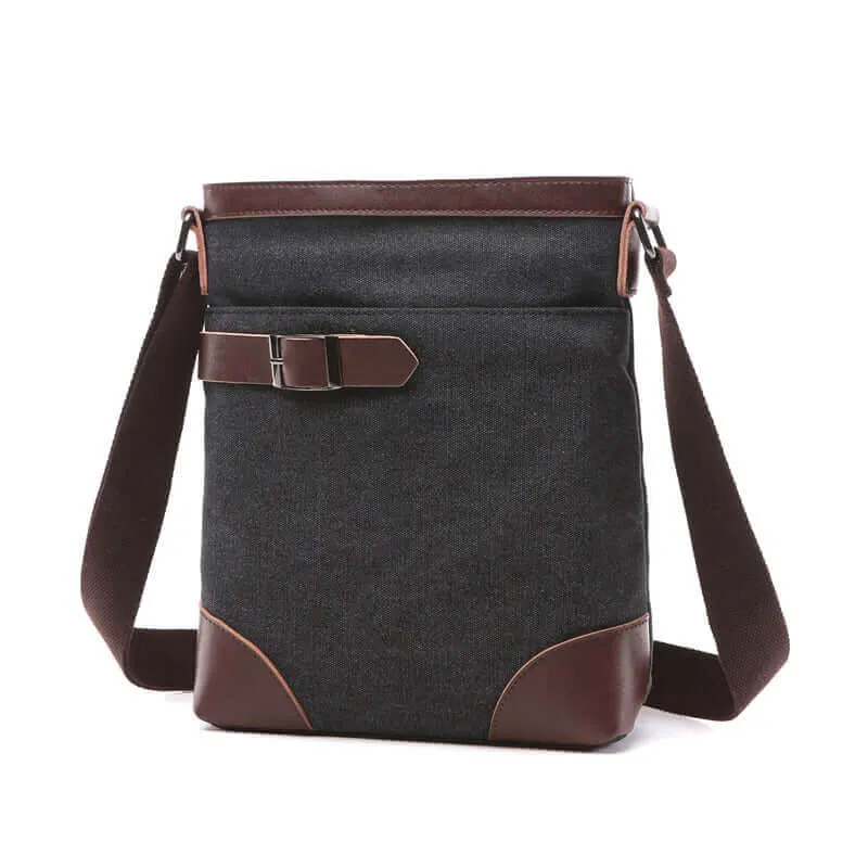 Canvas Crossbody Bag with Leather Trim