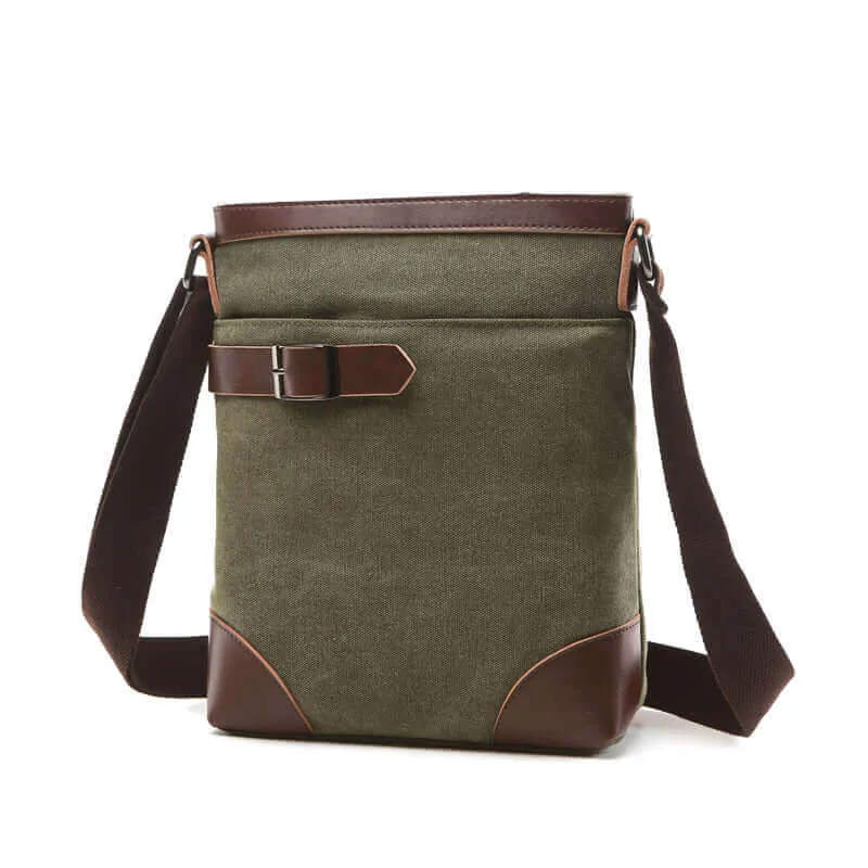 Canvas Crossbody Bag with Leather Trim