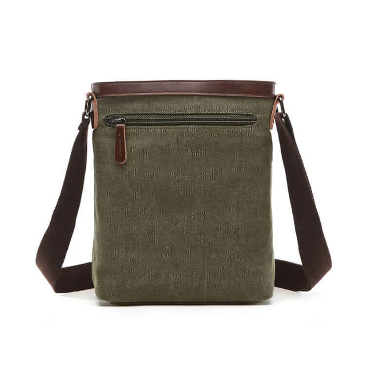 Canvas Crossbody Bag with Leather Trim