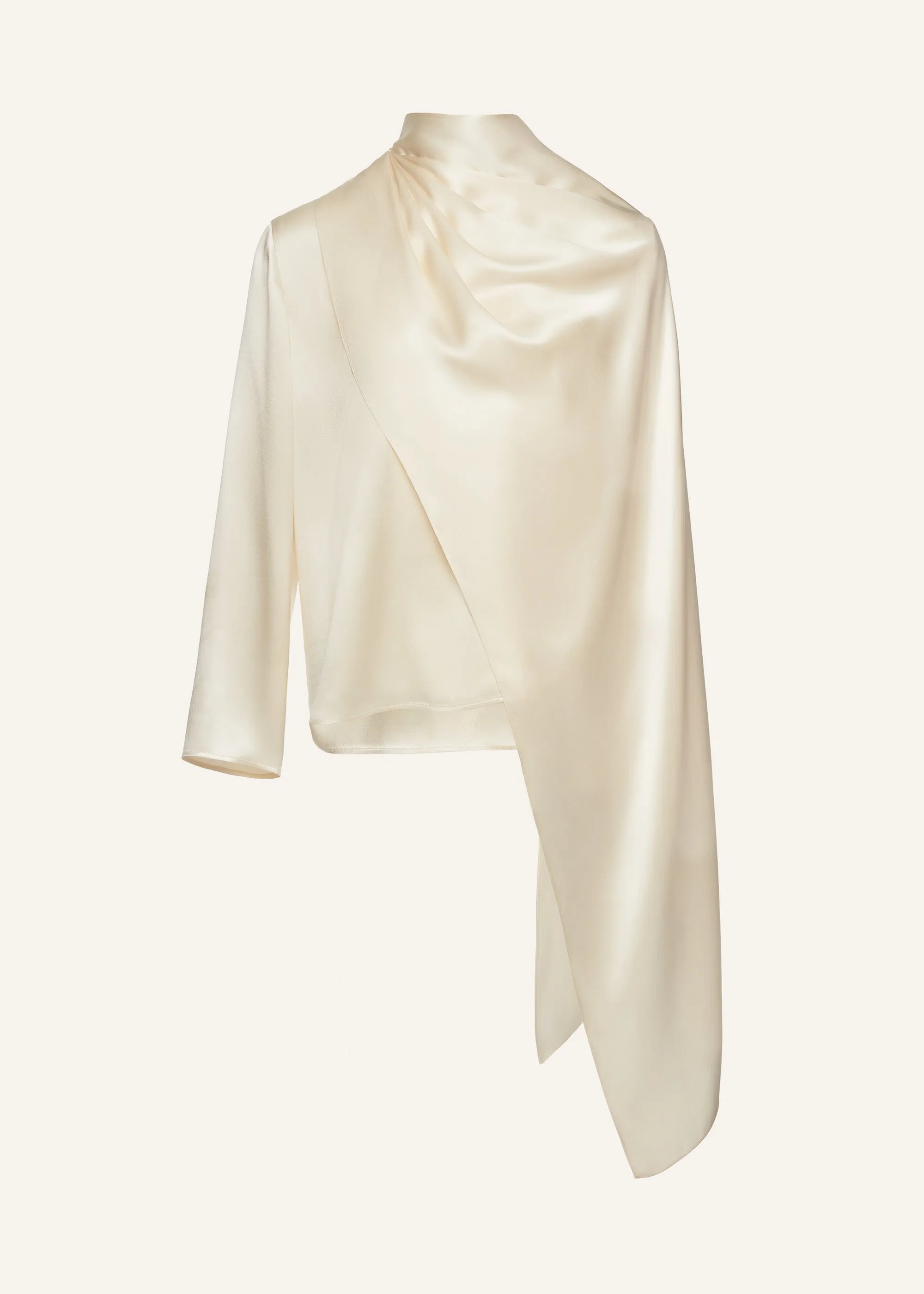 Cape-effect silk blouse in cream