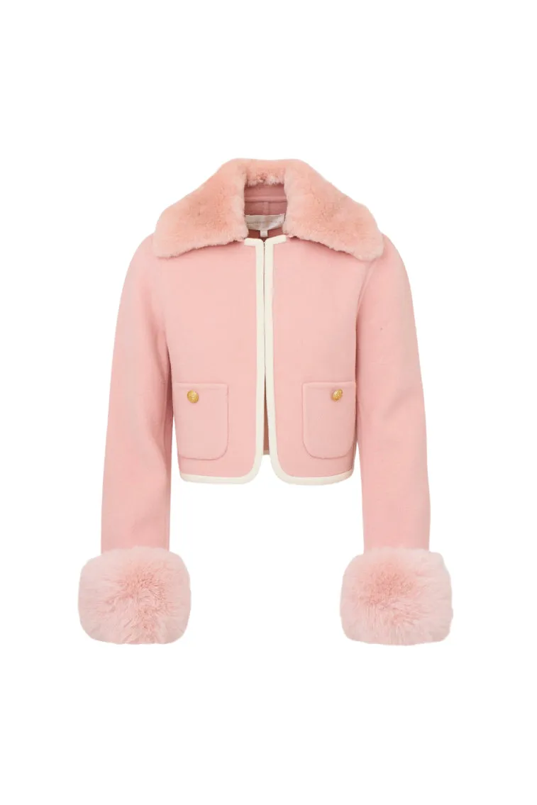 Caprina Wool-Cashmere Faux Fur Jacket