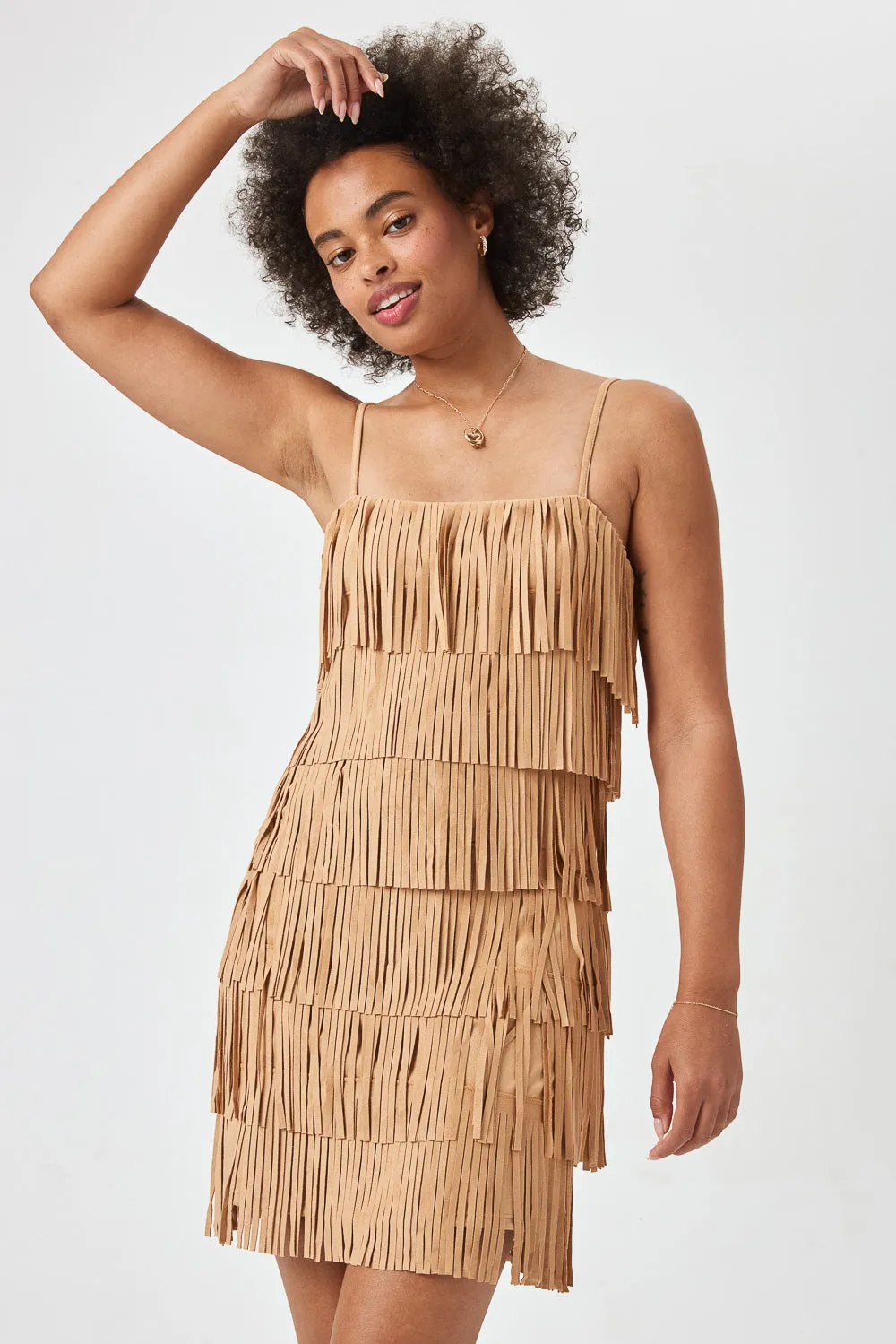 Caramel Suede Fringe Dress