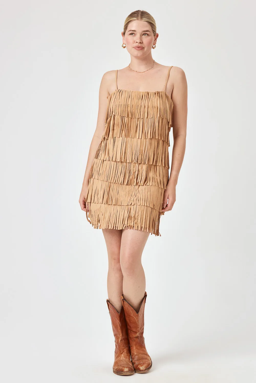 Caramel Suede Fringe Dress