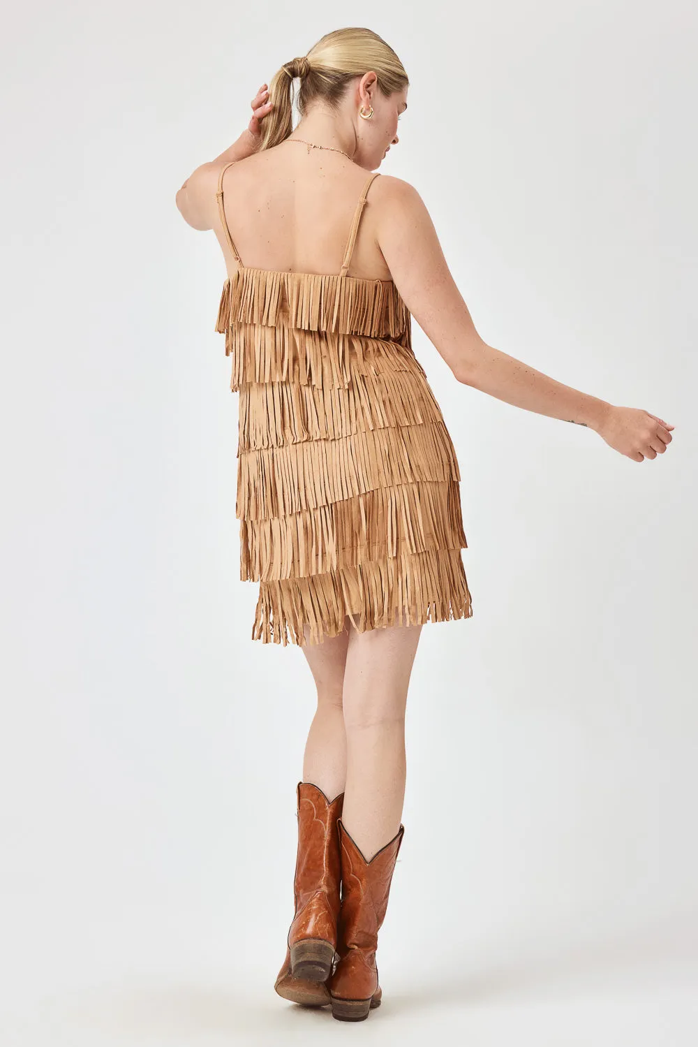 Caramel Suede Fringe Dress