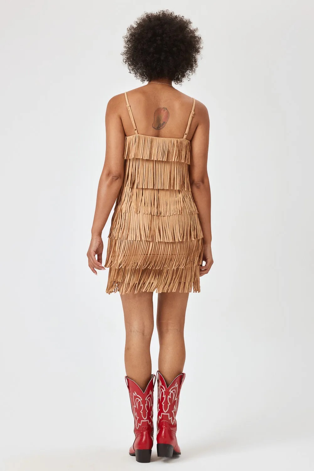 Caramel Suede Fringe Dress