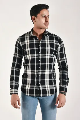 Carbon Black Checked Flannel Shirt