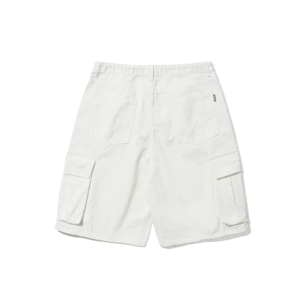 CARGO LOOSEFIT COTTON SHORT PANTS IVORY