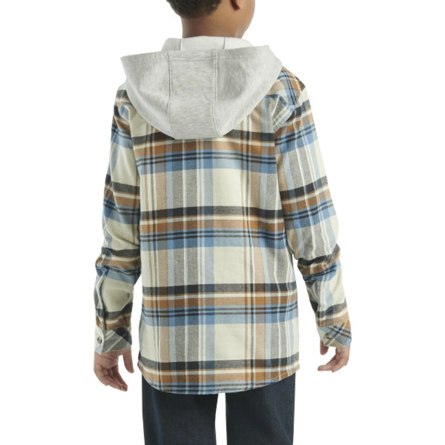 Carhartt Boys' Long Sleeve Flannel Button-Front Hooded Shirt