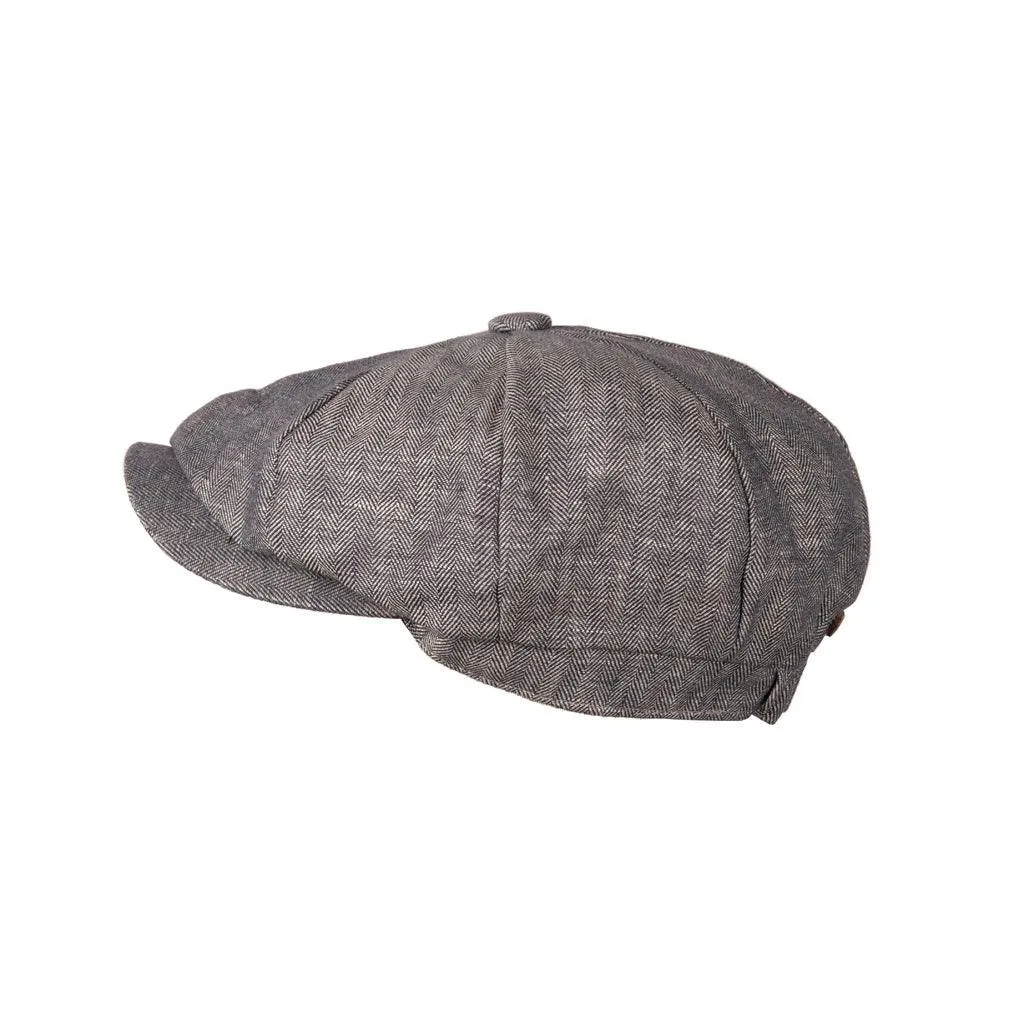 Carlyle Herringbone Linen Newsboy Cap