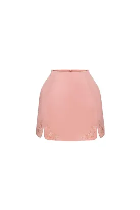 Caroline A-line Embroidered Taffeta Mini Skirt