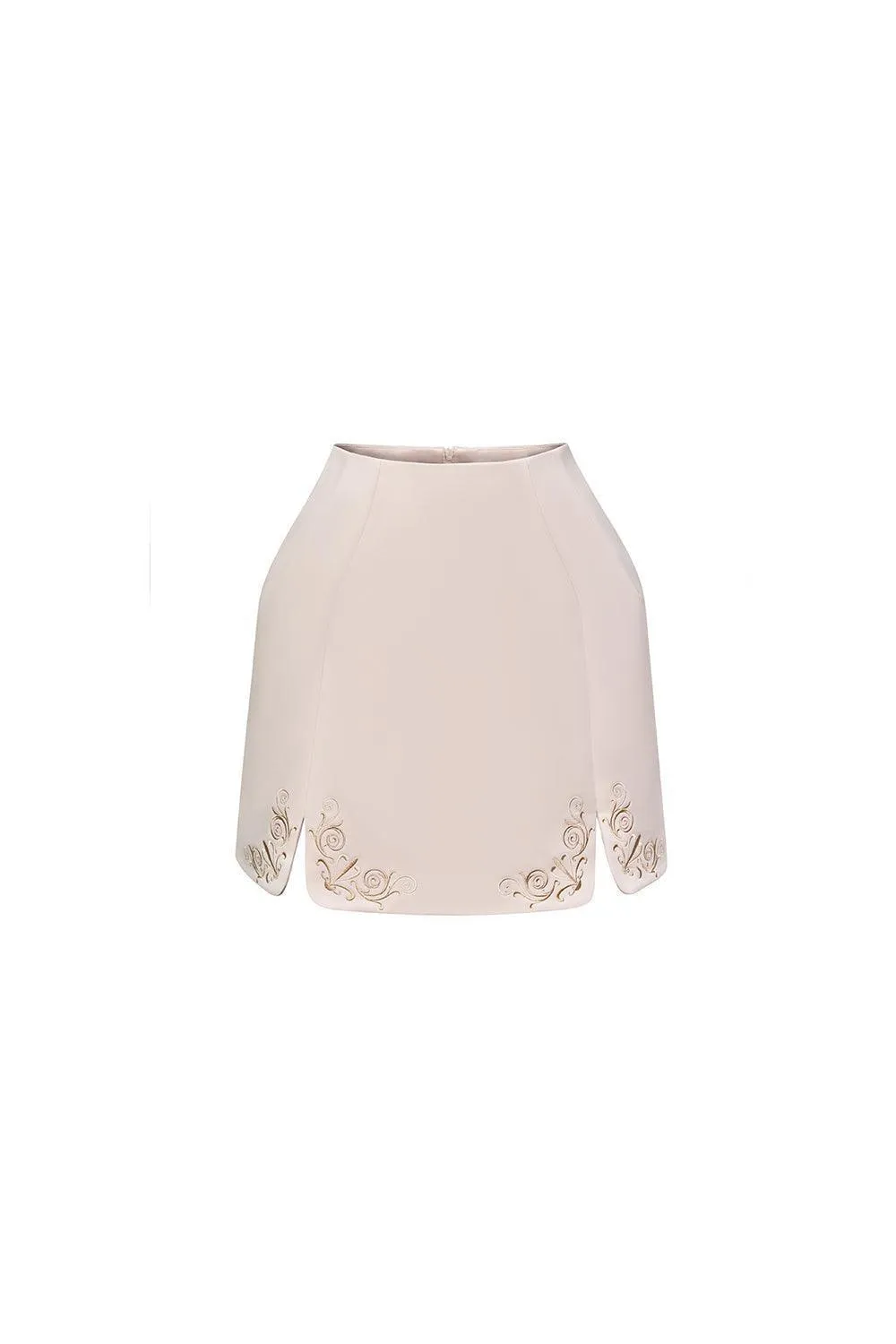 Caroline A-line Embroidered Taffeta Mini Skirt