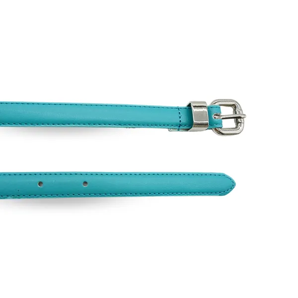 CARRIE - Womens Turquoise Aqua Blue Genuine Leather Belt with Silver Buckle