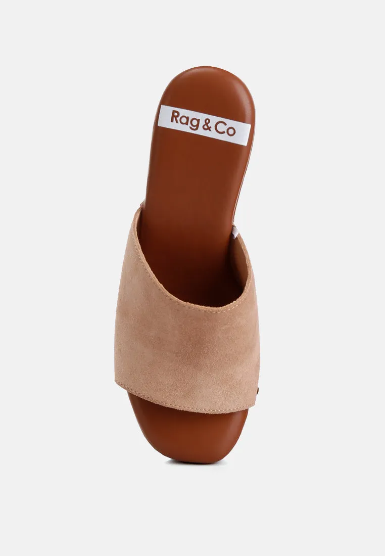 Cartera Suede High Block Heel Clogs