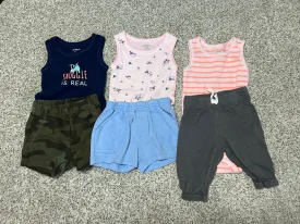 Carters 3 sleeveless onesies, 2 shorts, 1 pan - size Baby Clothes 00-03m or 3M