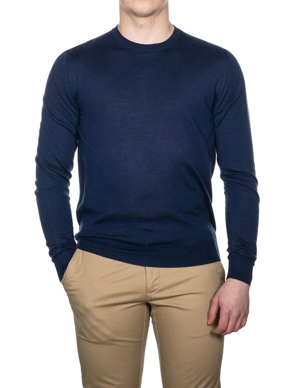 Cashmere & Silk Crew Neck Navy