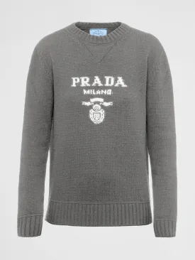 Cashmere and wool Prada logo crew-neck sweater