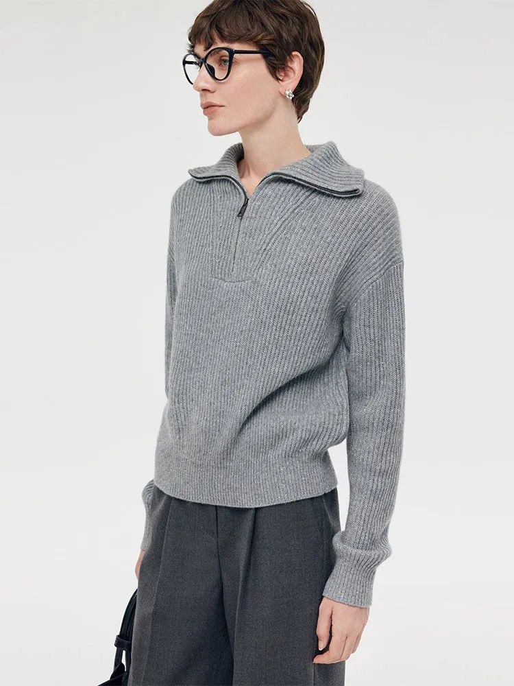 Cashmere Blend Half-Zip Women Knit Jumper