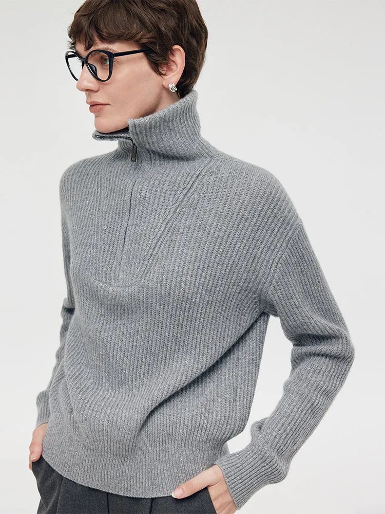 Cashmere Blend Half-Zip Women Knit Jumper