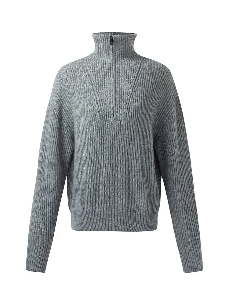 Cashmere Blend Half-Zip Women Knit Jumper