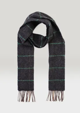 Cashmere Merino Scarf | Beige Green Windowpane