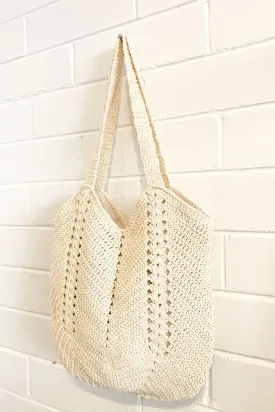 Cassie Crochet Tote Bag Beige