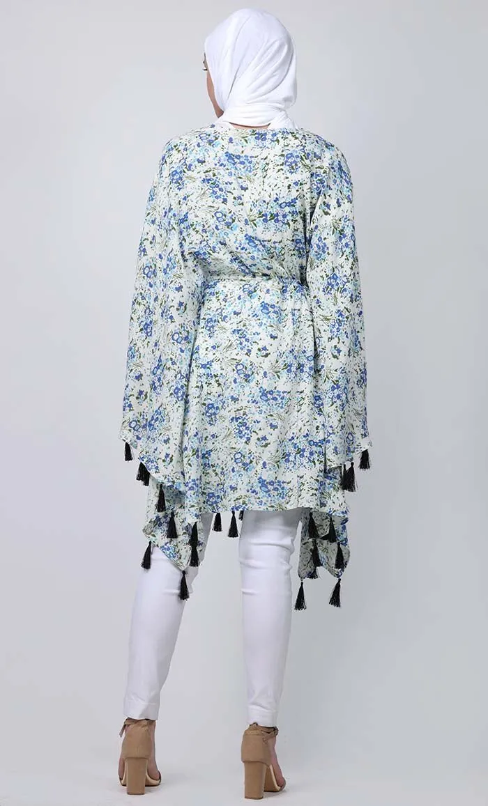 Casual Everyday Wear  Printed Tunic With Tessels And Dori And Pockets