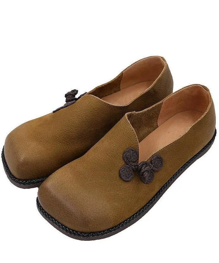 Casual Flat Shoes Yellow Faux Leather Loafer Shoes FA208