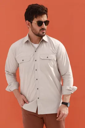 Casual Lunar Gray Poplin Shirt - P22 - MS0005R