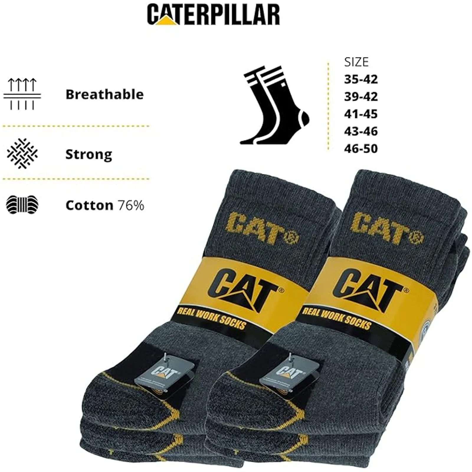 CAT Caterpillar Mens Heavy Duty Socks - Charcoal