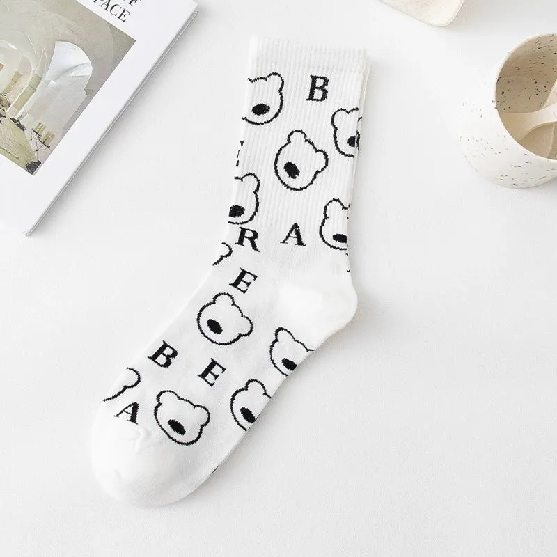 Cat Embroidery Cotton Socks